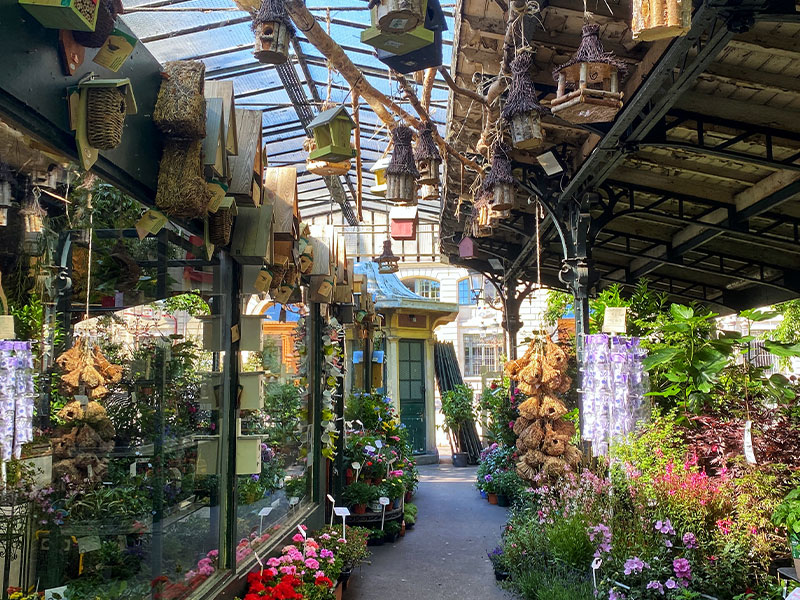 Kiosques du XIXe siècle au marché aux fleurs de Paris