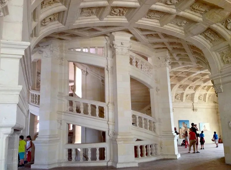 The famous staircase of the Chateau de Chambord photo: Christine Dowie