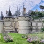 Fairy tale like castle of Chaumont with pointy towers and a wooden draw bridge