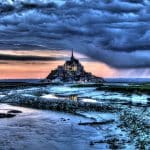 Mont Saint Michel Normandy on a stormy day