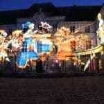 Sound and light show projected onto the ancient stone walls of Blois Castle, Loire Valley
