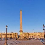 Sunrise over Place de la Concorde Paris, 3000 year old obelisk in the centre