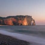 Cliff tops and arched rocks of Etreat in Normandy, much painted by Claude Monet