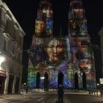 Cathedral of Orleans sound and light show at night, Loire Valley