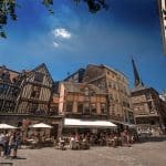 Rouen city centre with its half-timbered buildings