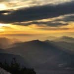 Sunrise at the misty mountain top of Mont Ventoux