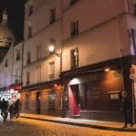 Montmartre Paris at night in rue de Chevalier de la Barre