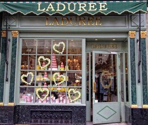 Shop window of Laduree patisserie Paris