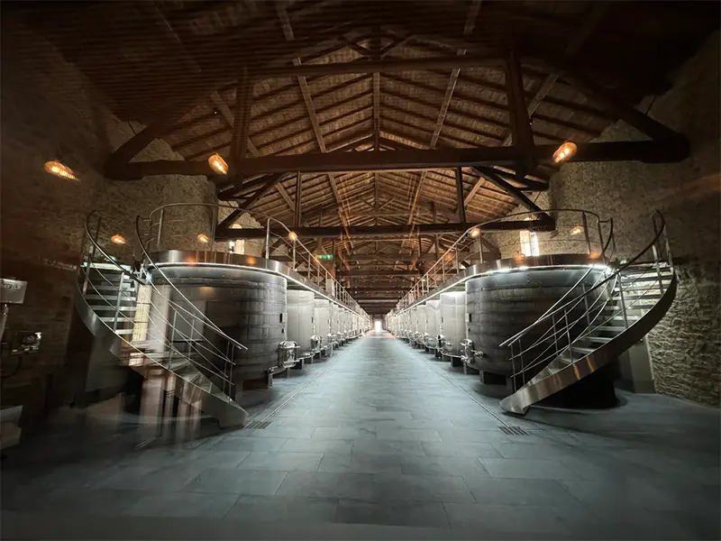 Photo Janine Marsh Cave à vin aux allures de cathédrale du Château de la Chaize